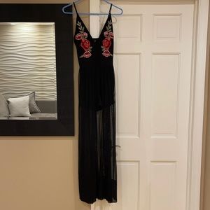 Black and floral romper